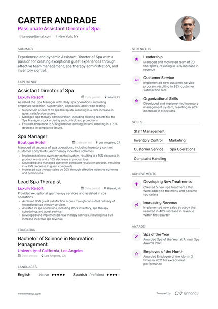 5 Spa Director Resume Examples & Guide for 2023