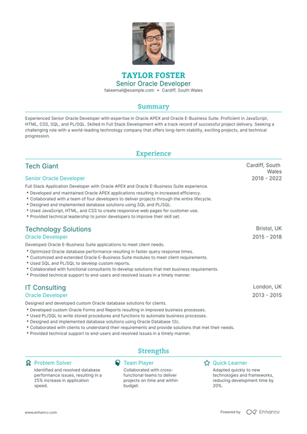 5 Senior Oracle Developer Resume Examples & Guide for 2024