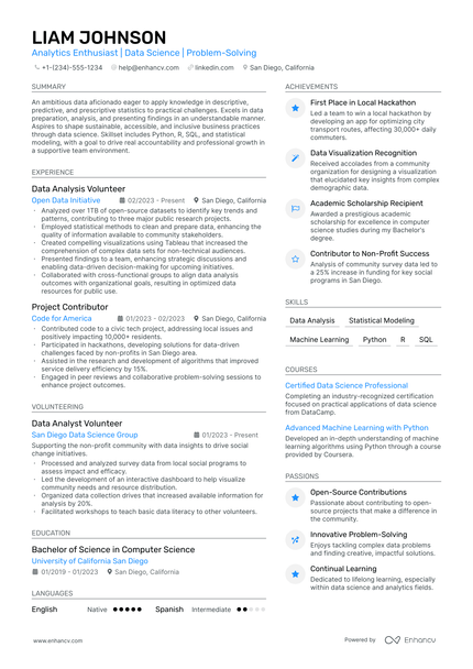 5 Data Science Intern Resume Examples & Guide For 2024