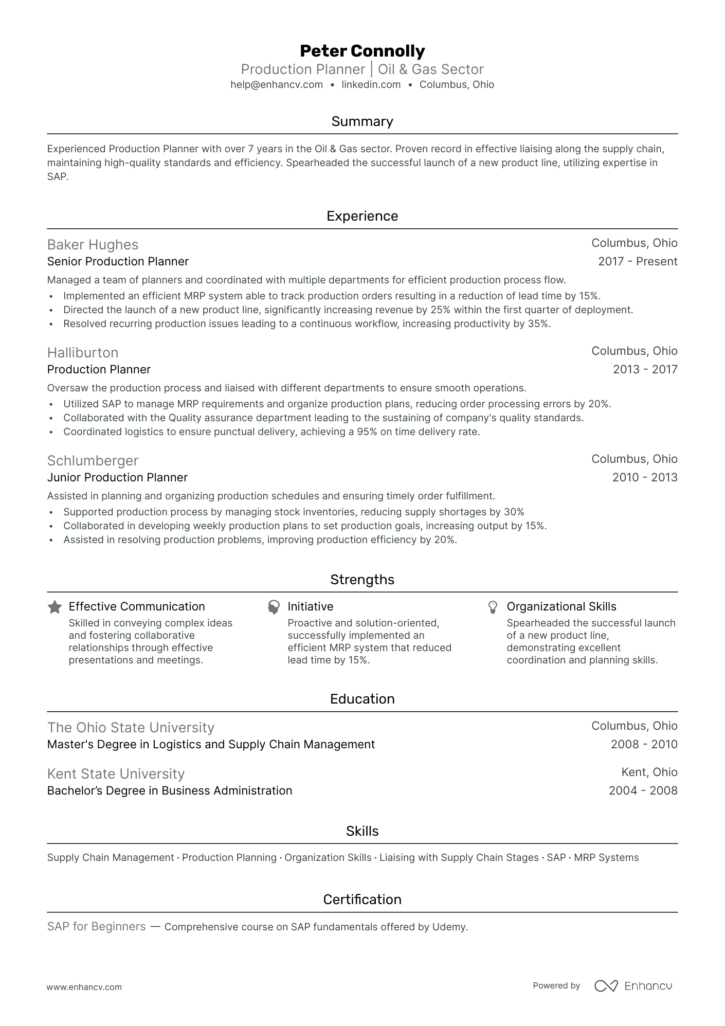 5 Production Planner Resume Examples & Guide for 2024