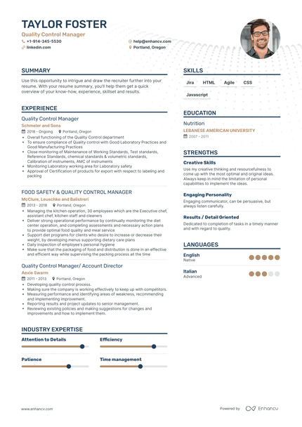 Quality Control Manager Resume Examples & Guide for 2023 (Layout ...