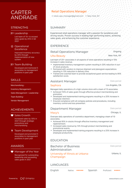 5 Retail Operations Manager Resume Examples & Guide for 2023