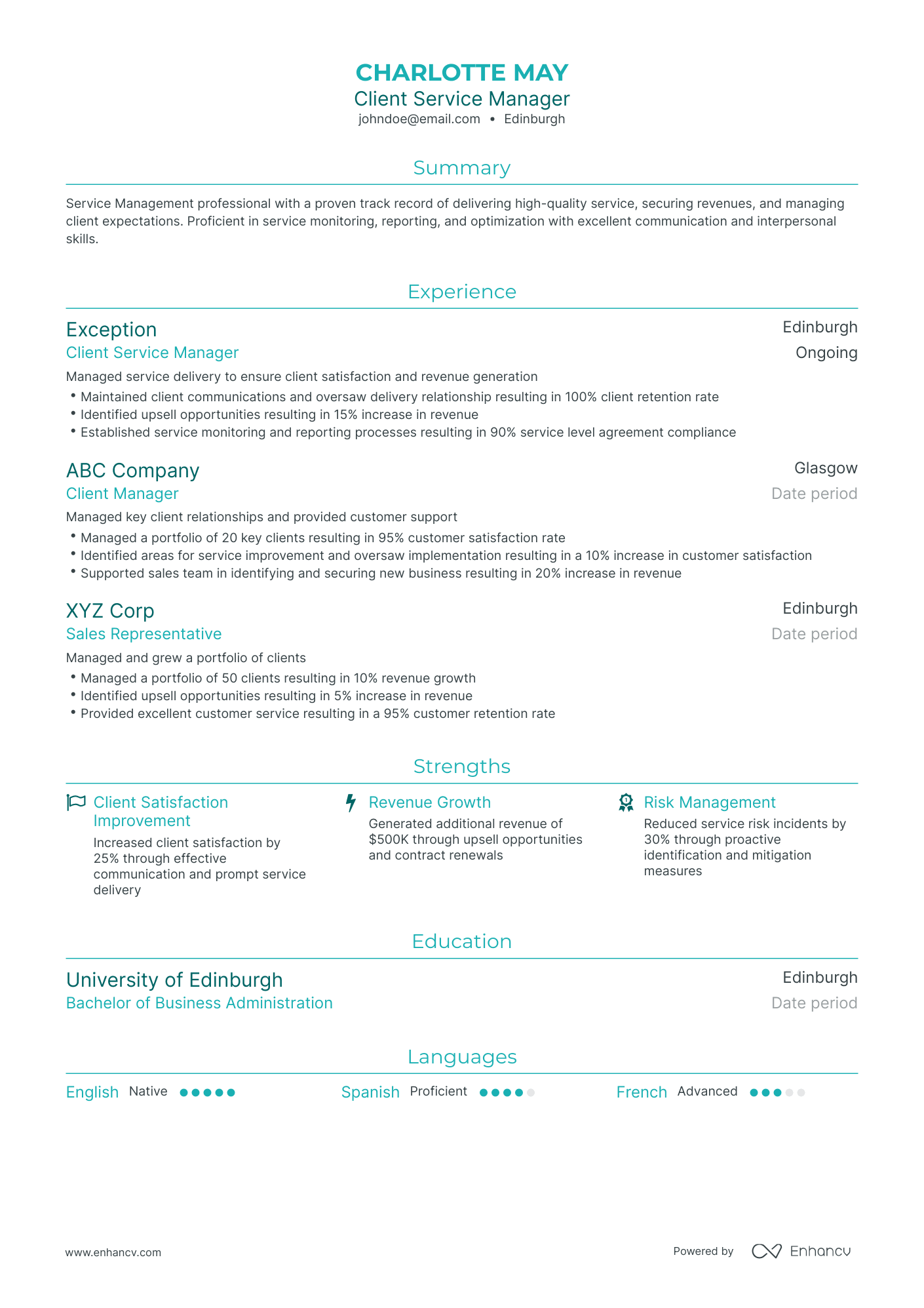 5 Client Service Manager Resume Examples & Guide for 2023