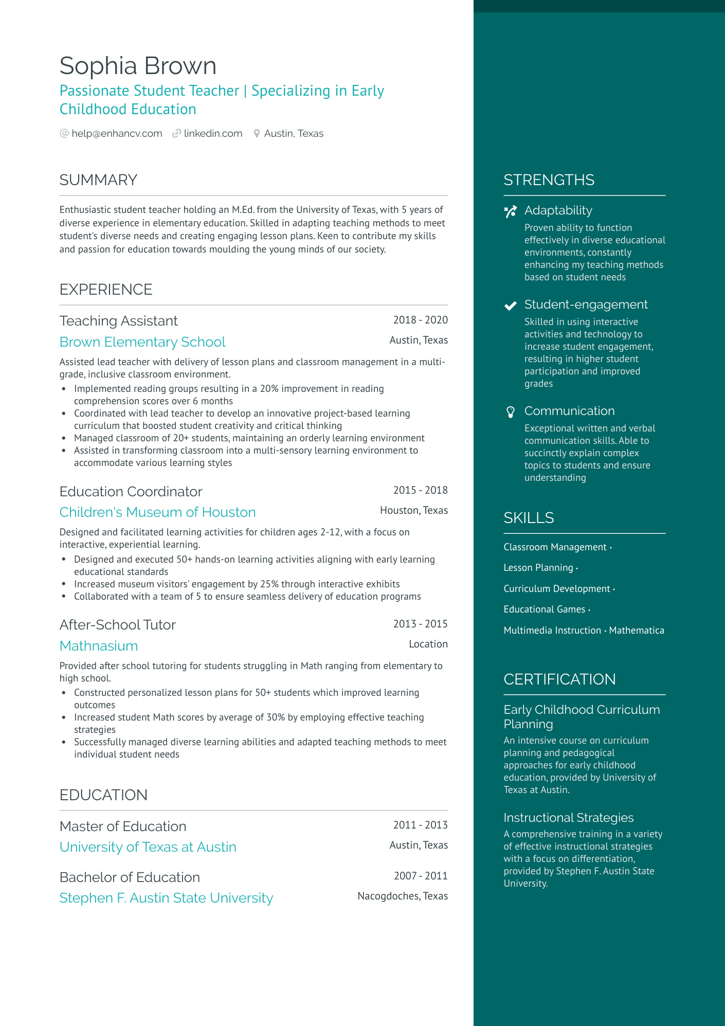 6 Student Teacher Resume Examples & Guide For 2024