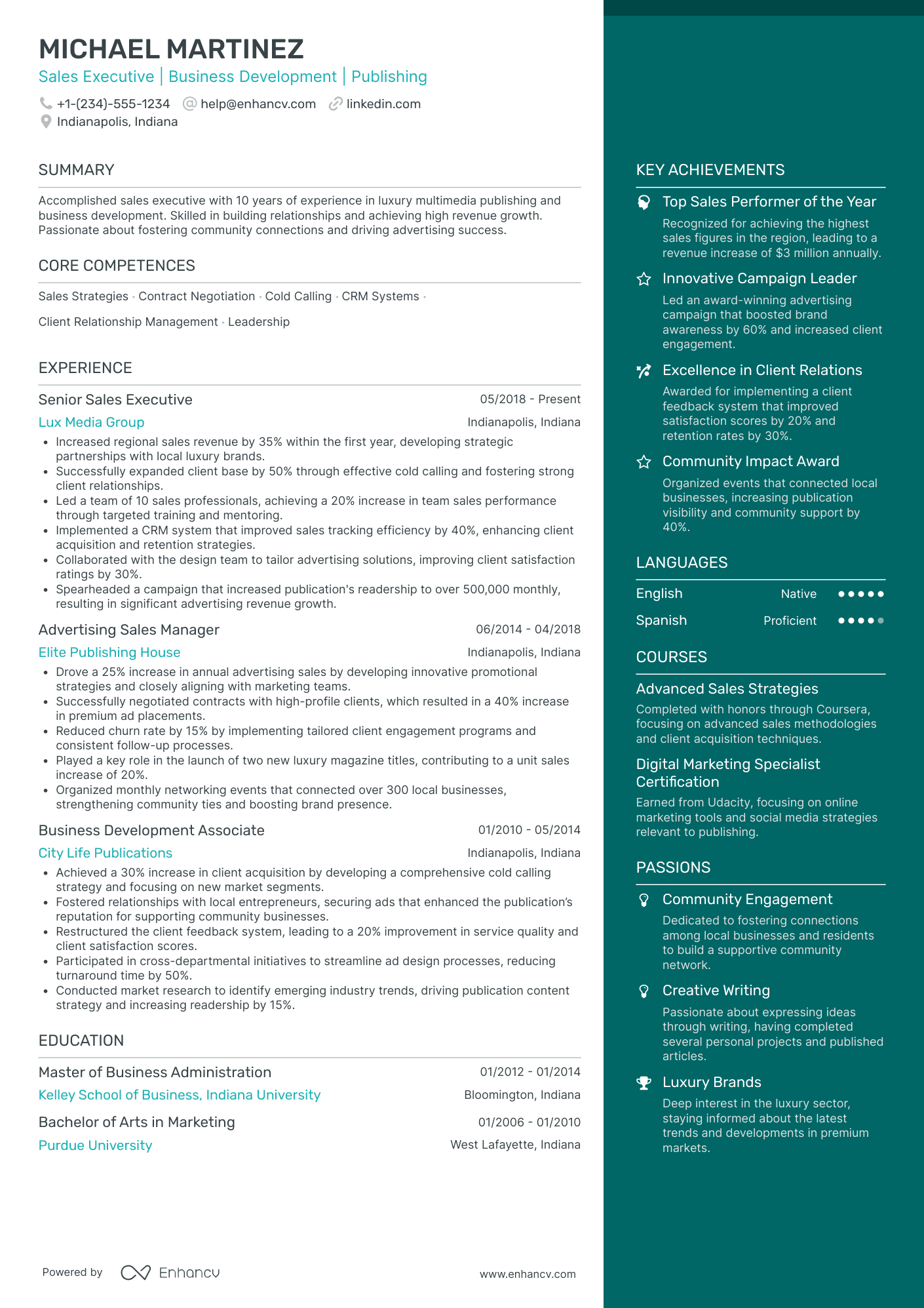 A resume example of a Chief Marketing and Sales Officer