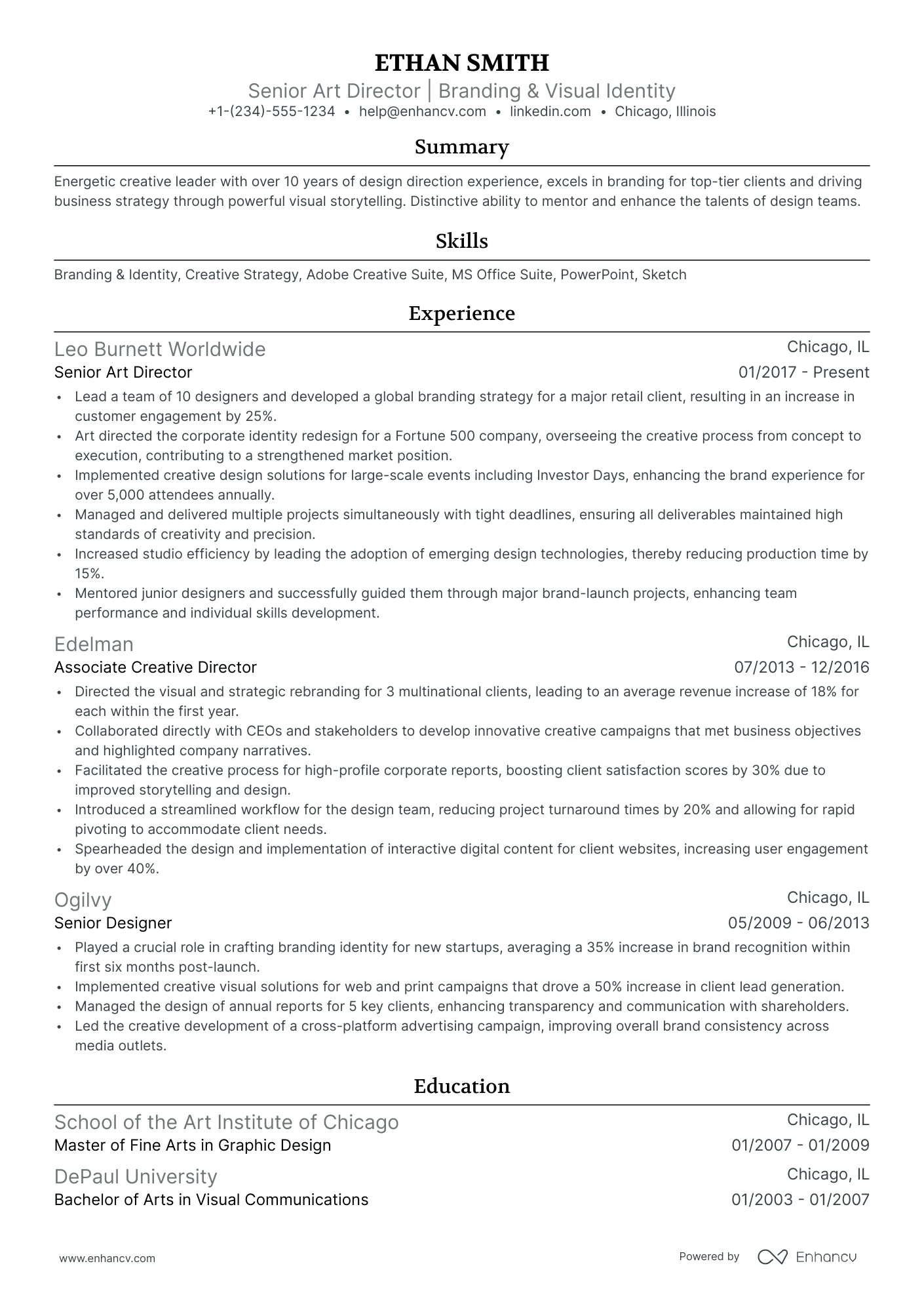 10 Senior Art Director Resume Examples & Guide for 2026