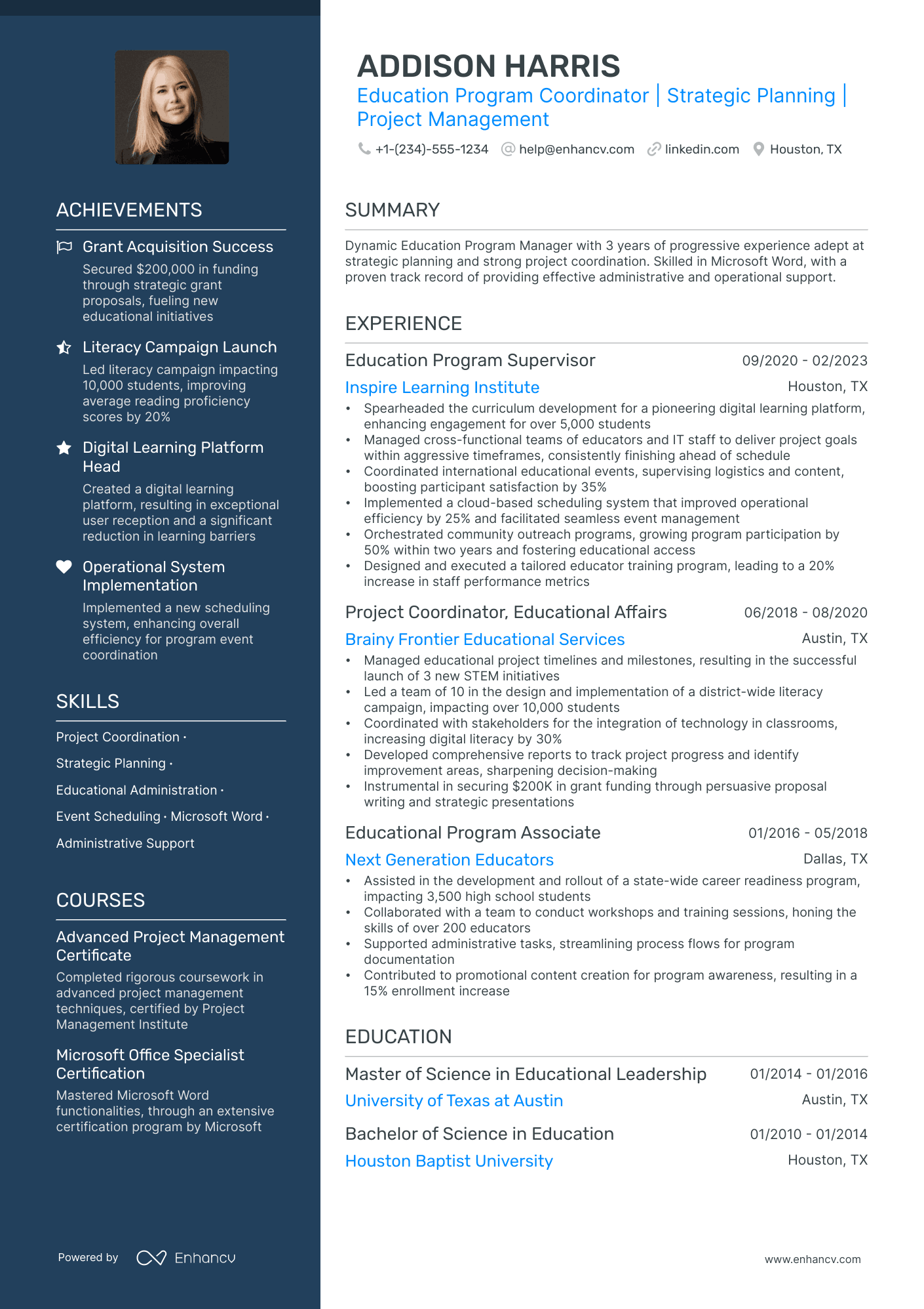 5 Education Program Manager Resume Examples & Guide for 2024