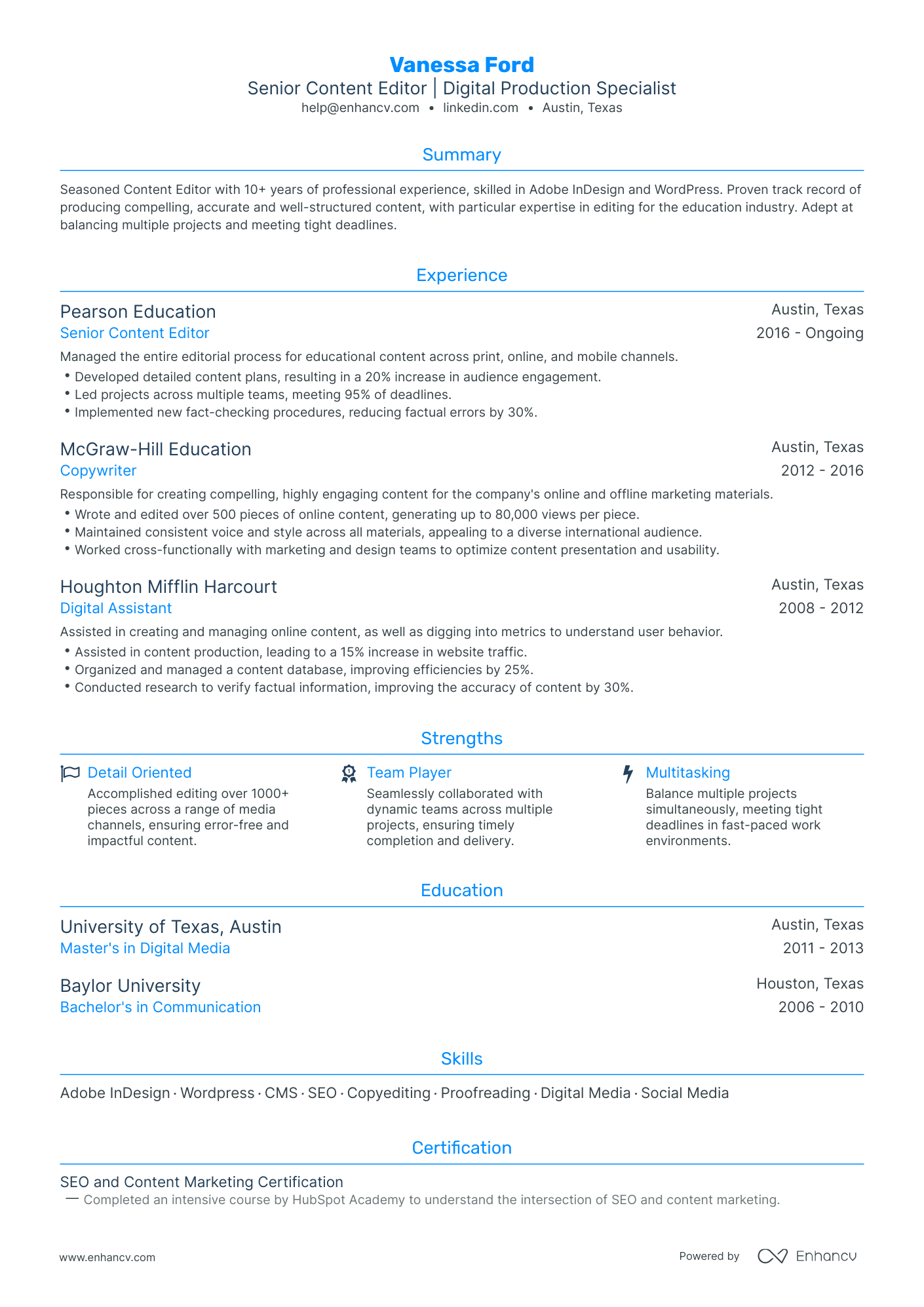 5 Content Editor Resume Examples & Guide for 2024