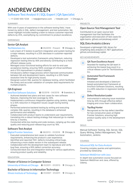 10 Software Test Analyst Resume Examples & Guide for 2026