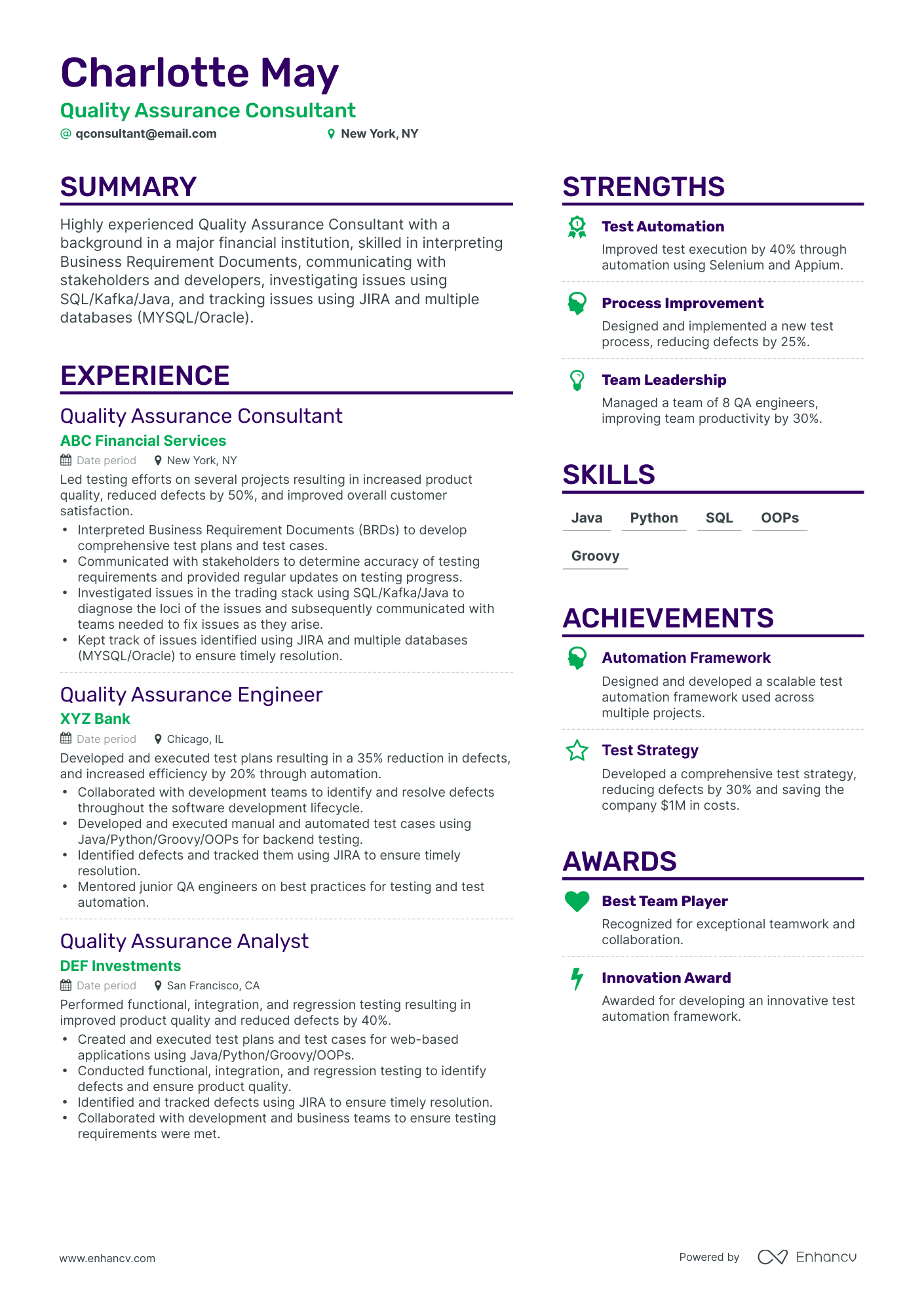 5 Quality Consultant Resume Examples & Guide for 2024