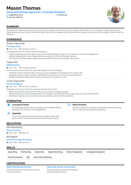 8 Copywriter Resume Examples & Guide for 2024