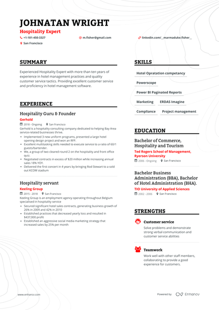 5 Hospitality Resume Examples & Guide for 2024