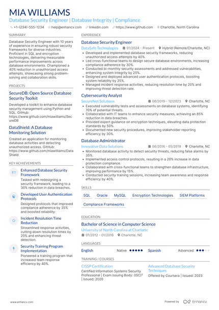 32 Database Engineer Resume Examples & Guide for 2026