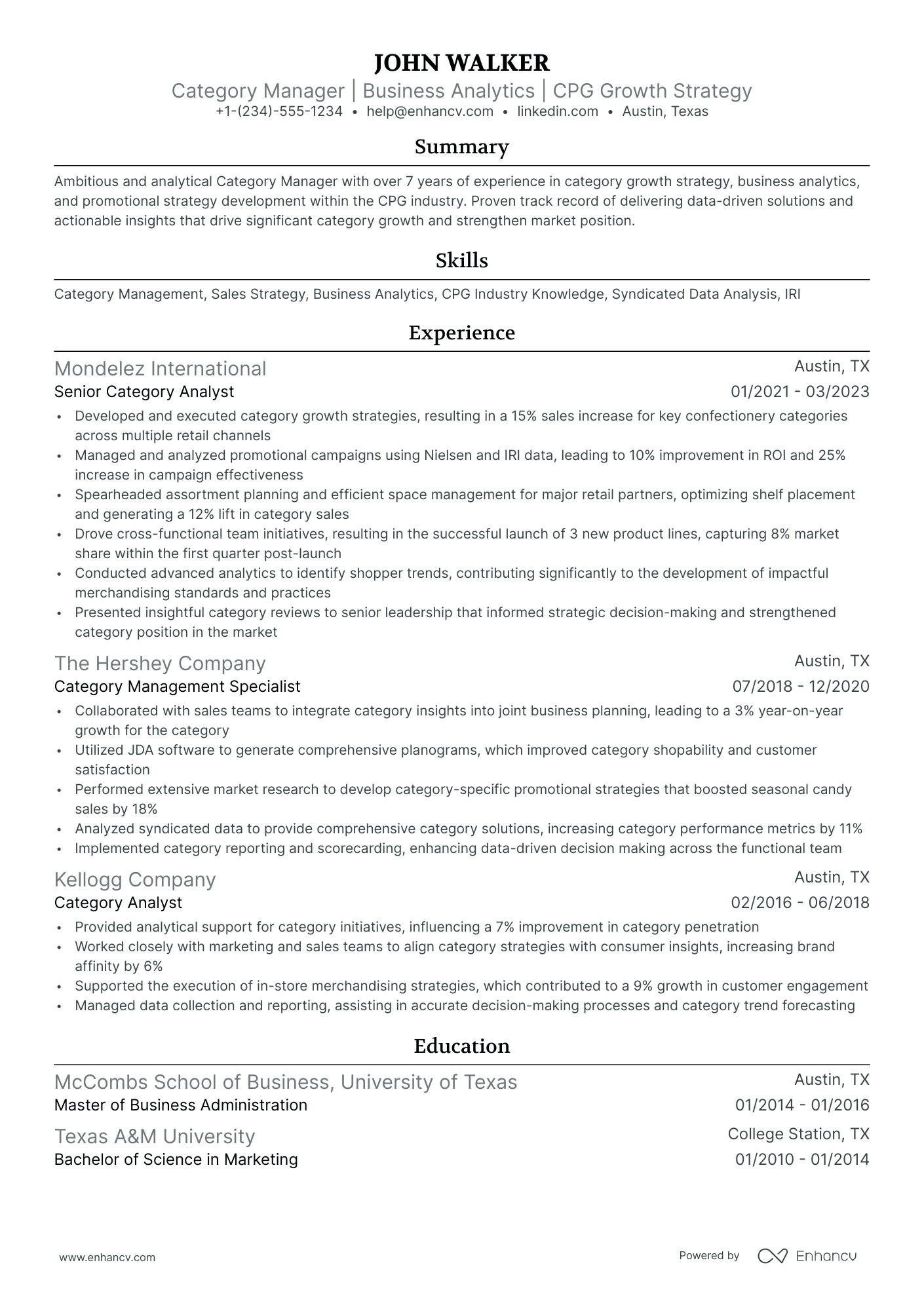 10 Category Manager Resume Examples & Guide for 2026