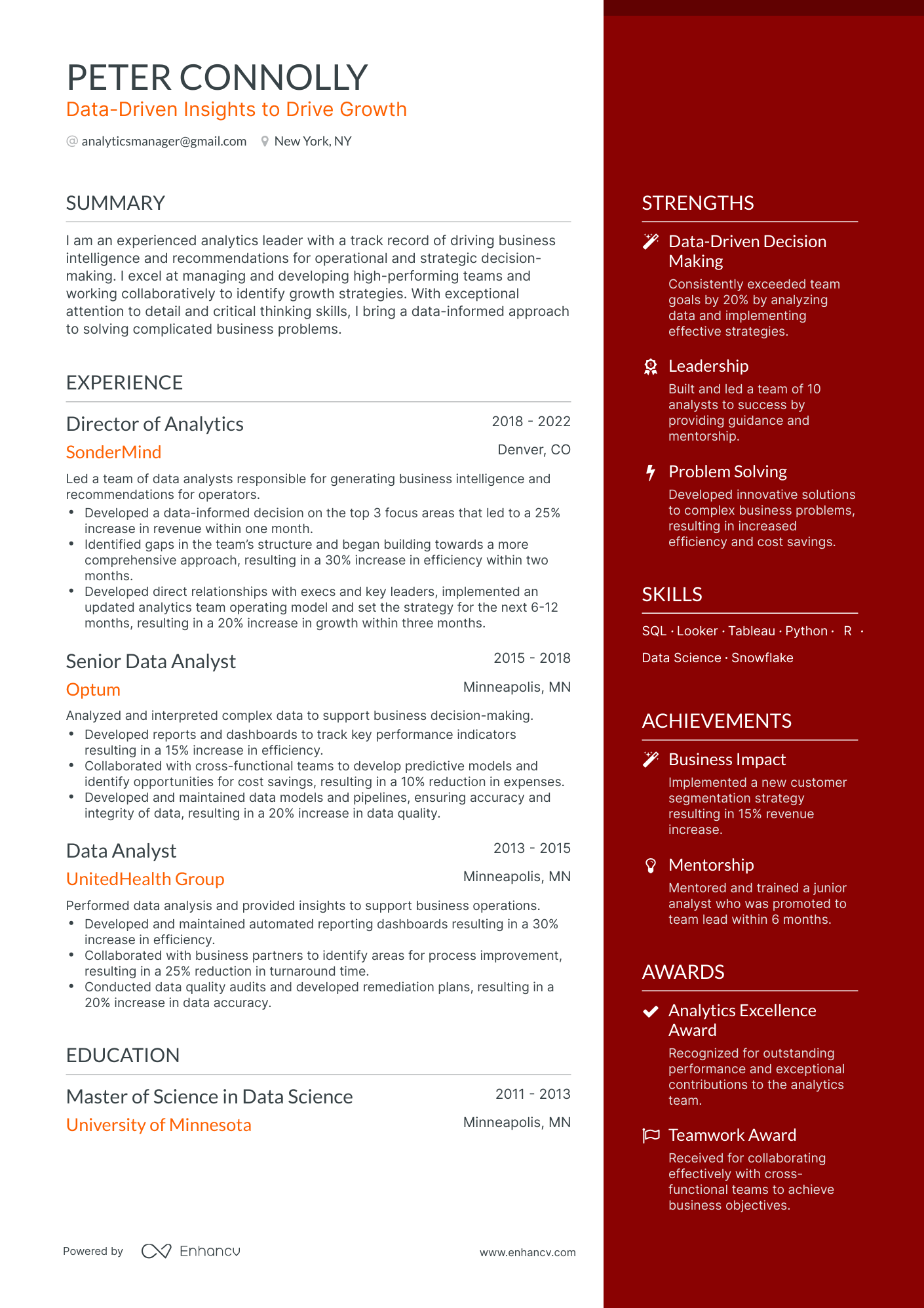 5 Analytics Manager Resume Examples & Guide for 2023