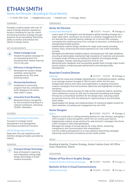 10 Senior Art Director Resume Examples & Guide for 2026