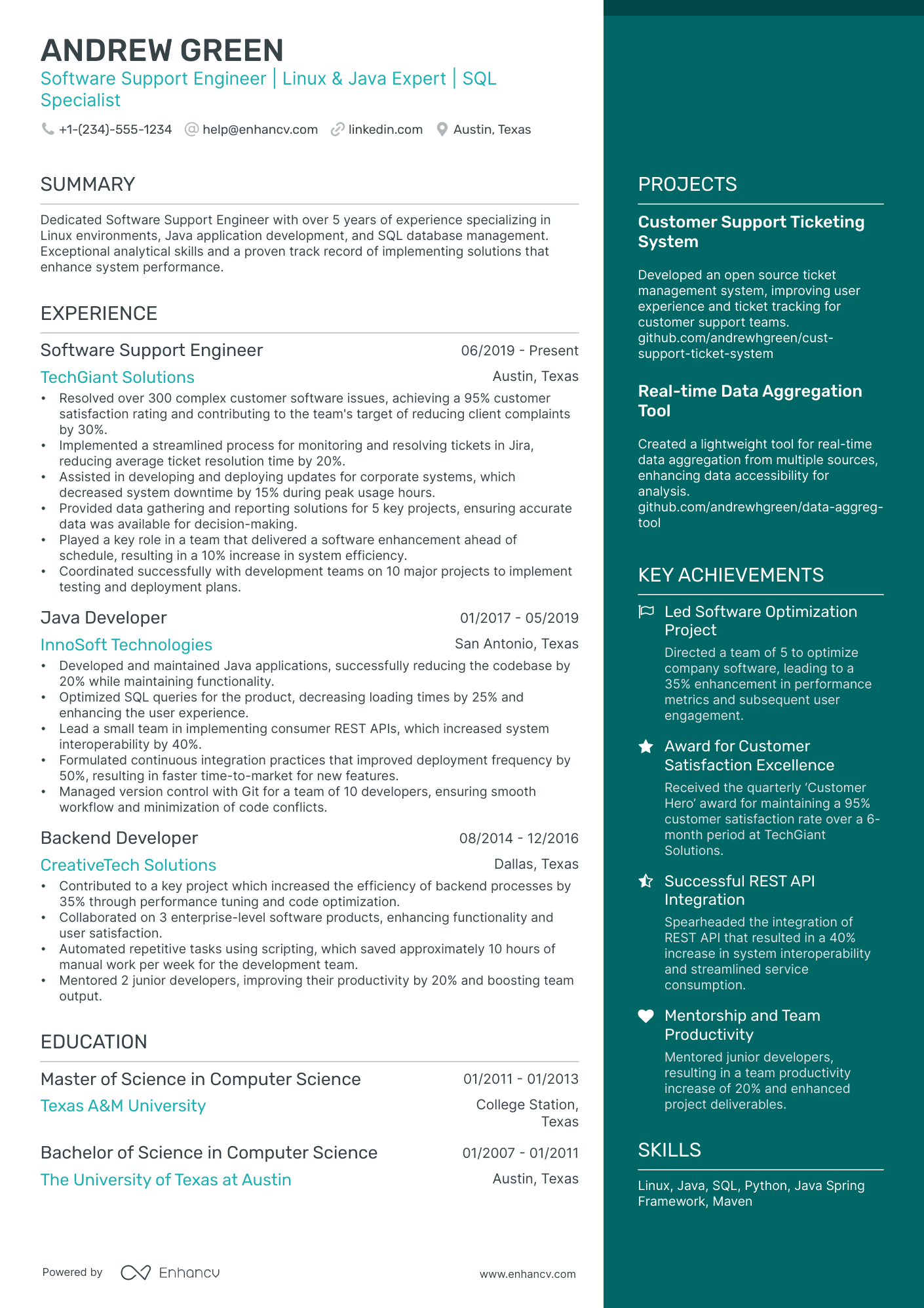 10 Software Support Engineer Resume Examples & Guide for 2026