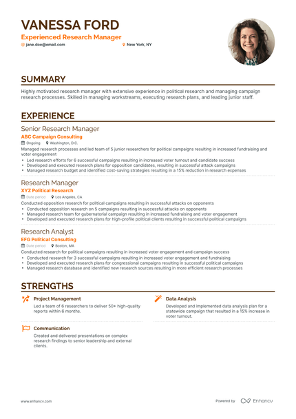 5 Research Manager Resume Examples & Guide for 2024