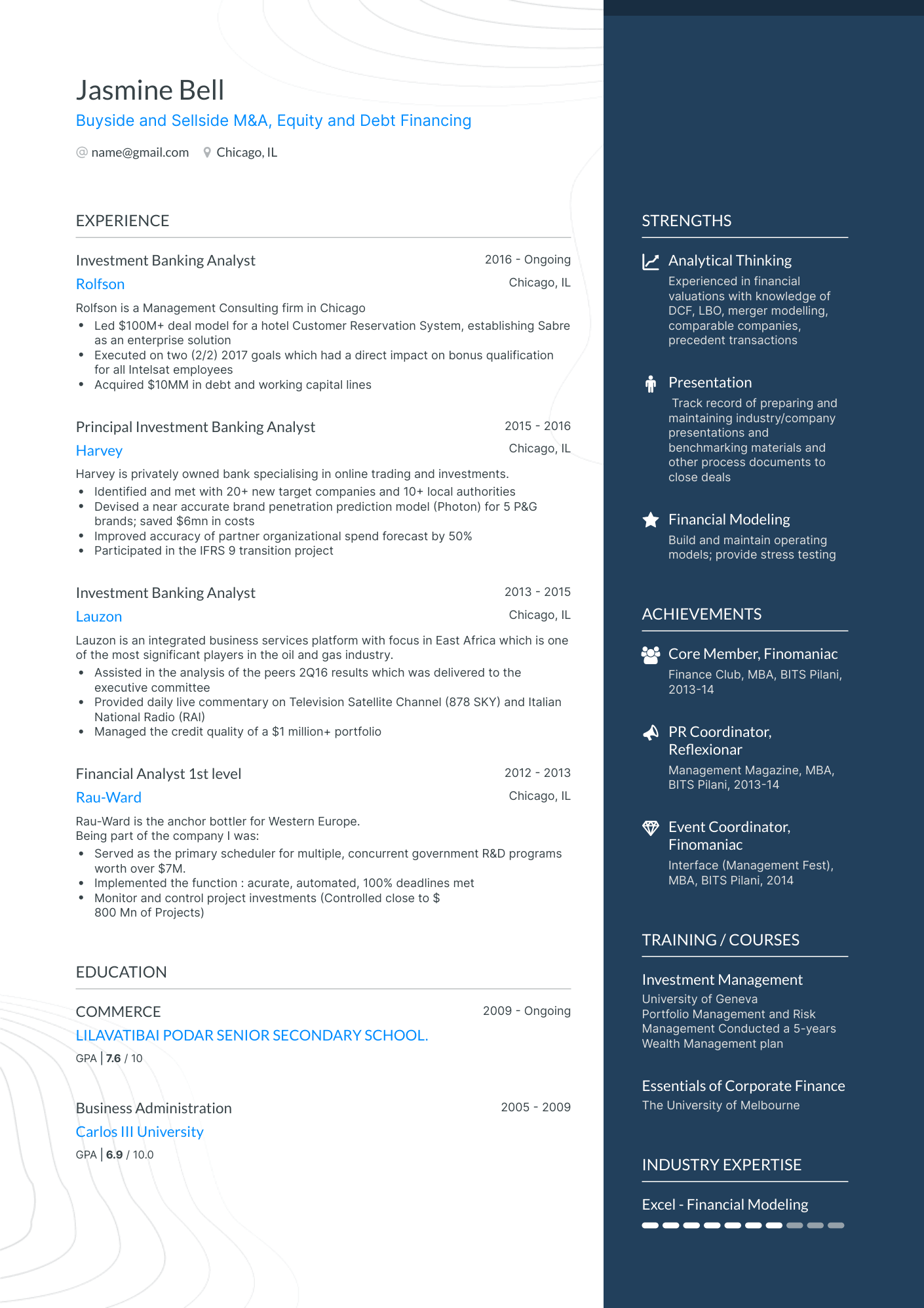 5 Investment Banking Analyst Resume Examples & Guide for 2024