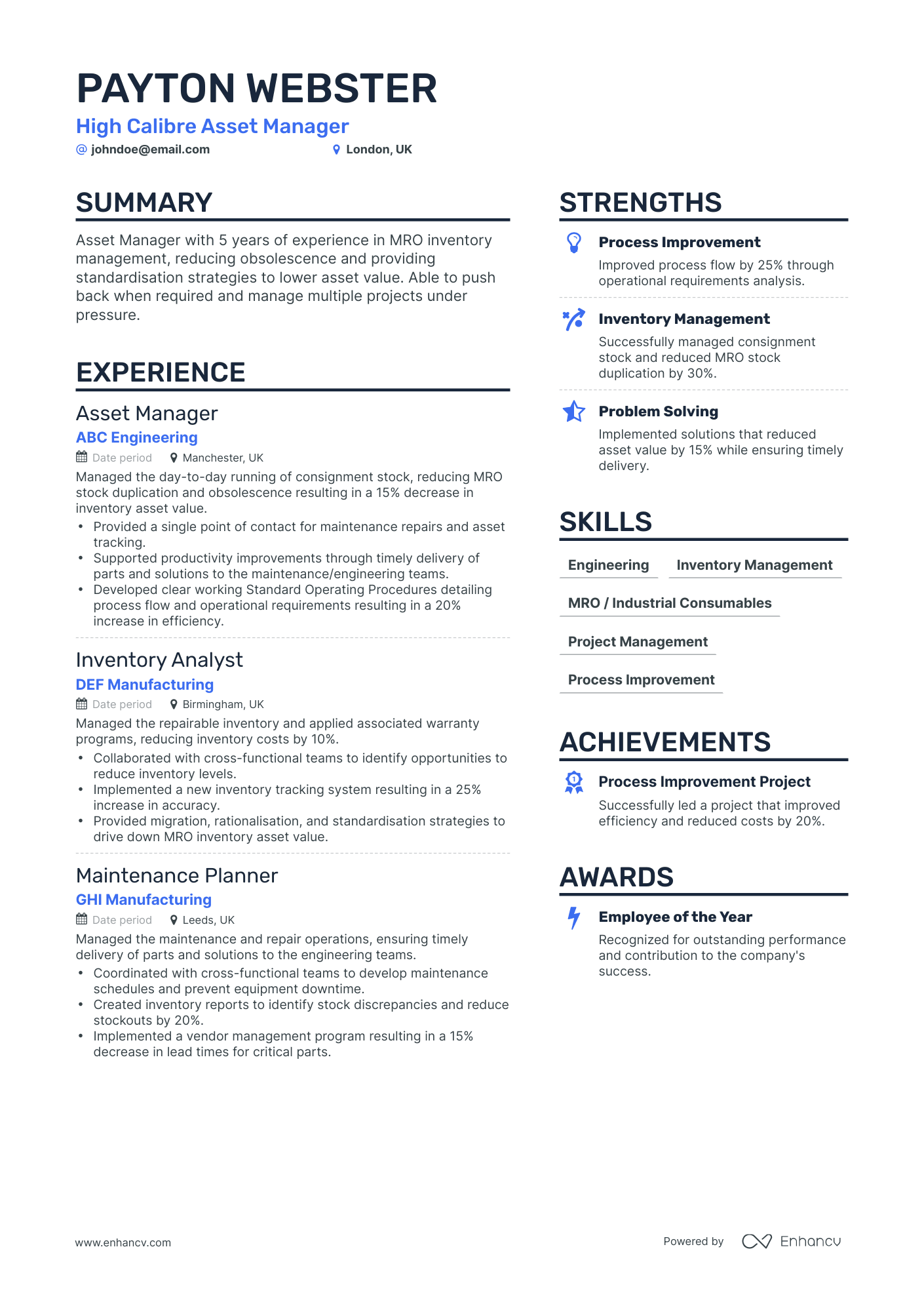 5 Asset Manager Resume Examples & Guide for 2024