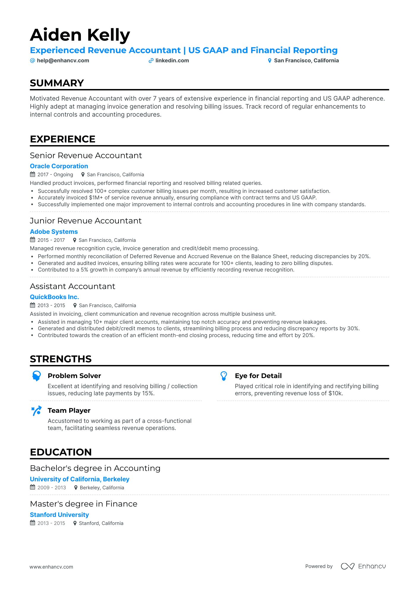 5 Revenue Accountant Resume Examples & Guide for 2024