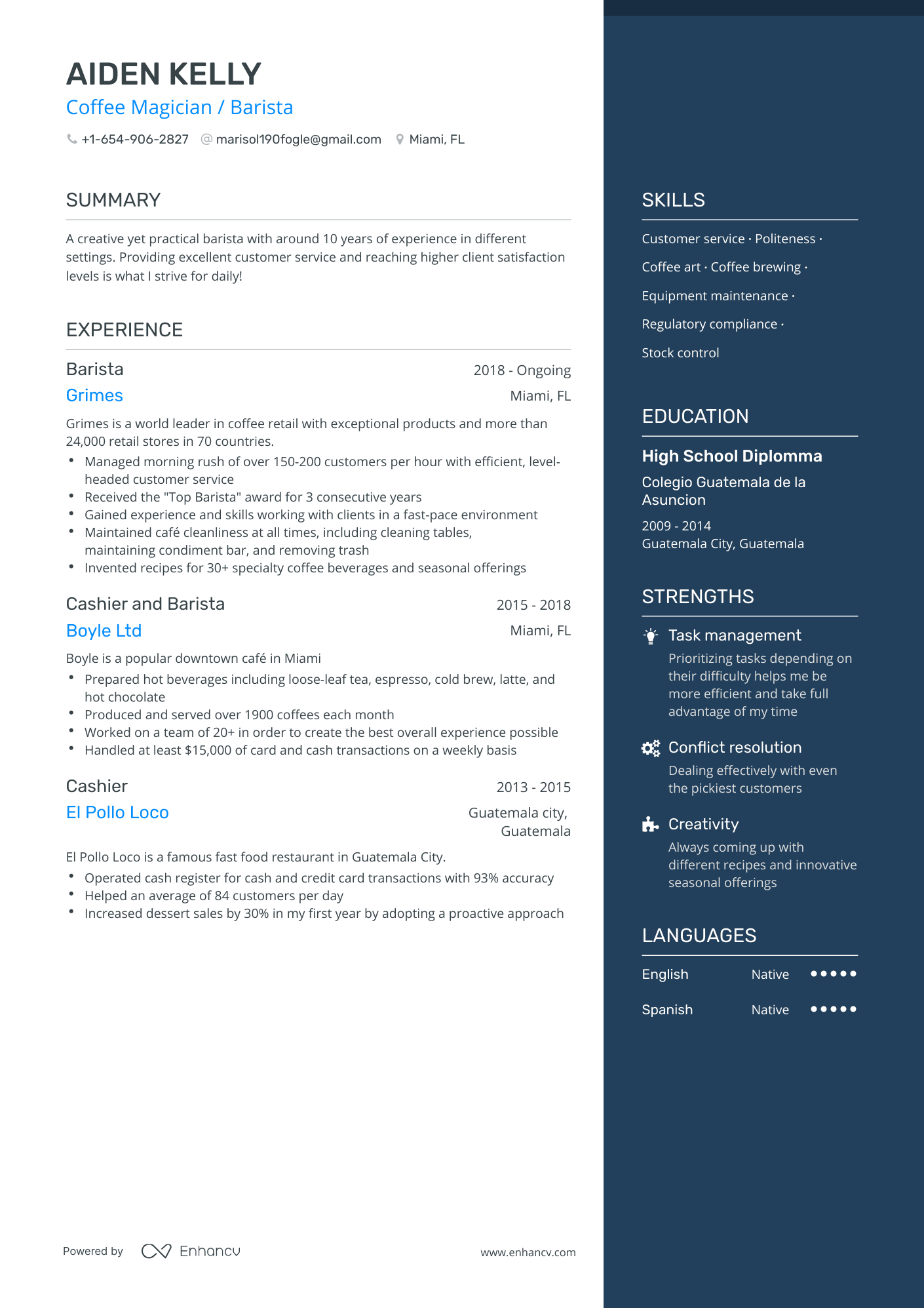 Barista Resume Examples & Guide for 2023 (Layout, Skills, Keywords ...