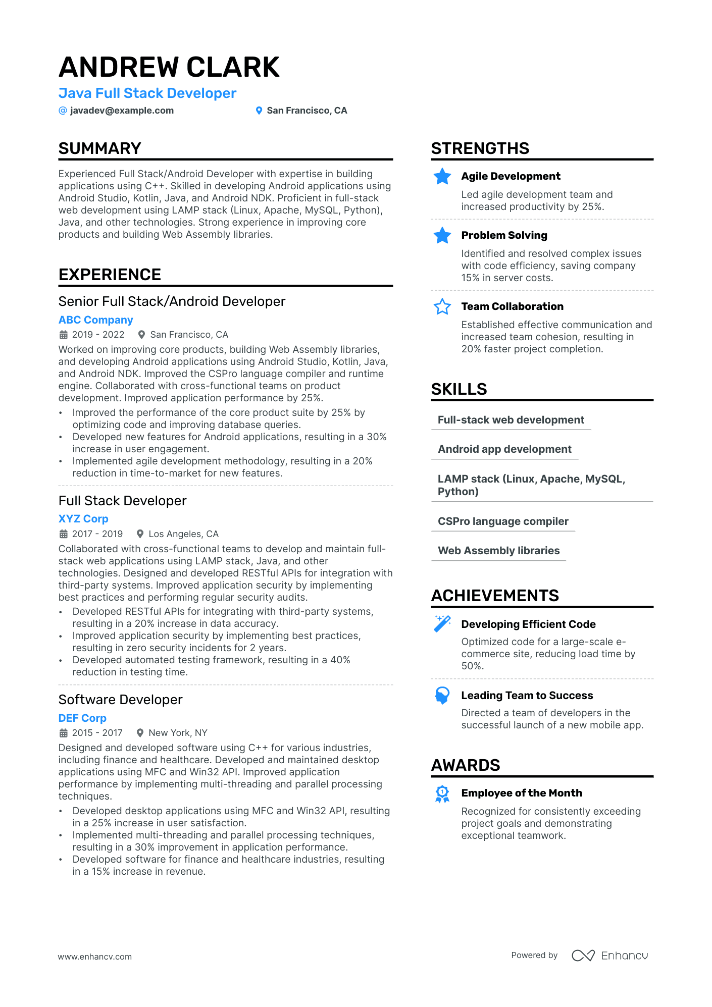 11 Full Stack Developer Resume Examples & Guide for 2024