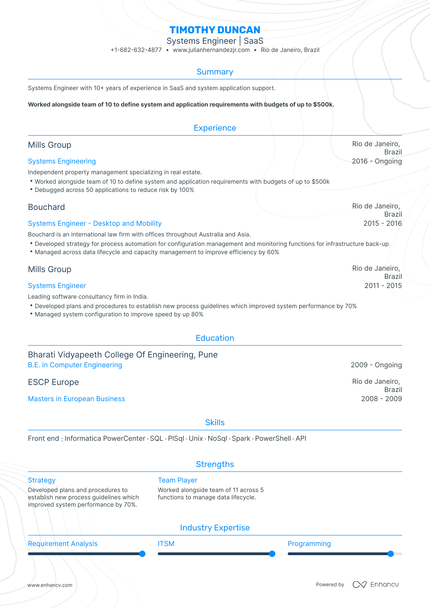 Systems Engineer Resume Examples & Guide for 2023 (Layout, Skills ...