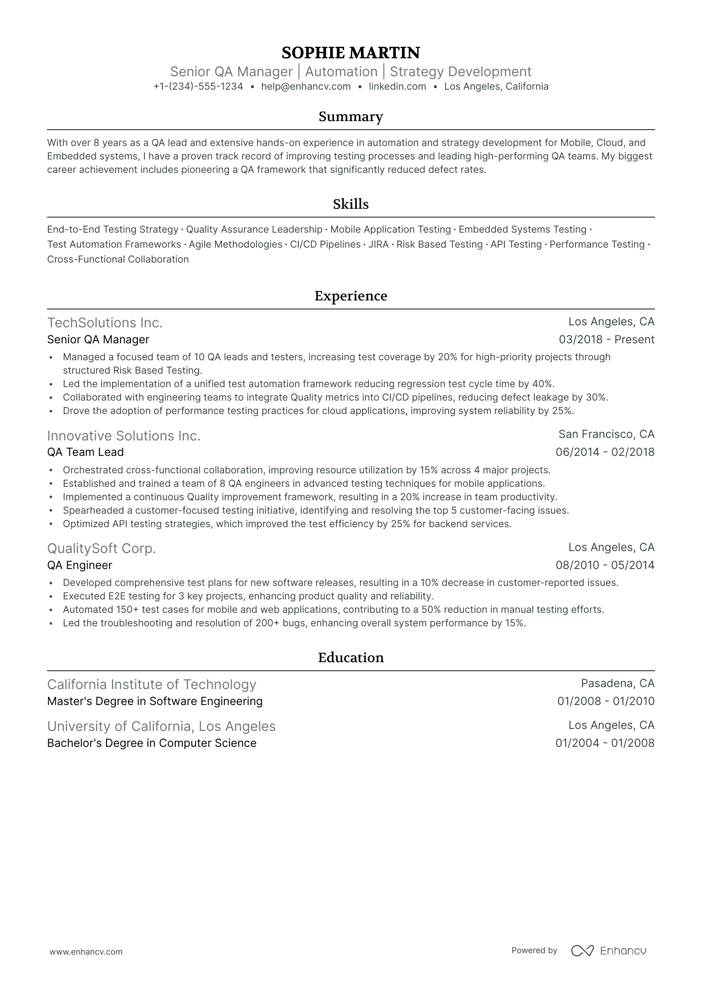 5 Software QA Manager Resume Examples & Guide for 2024