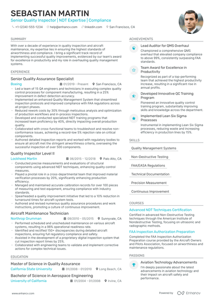 5 Quality Inspector Resume Examples & Guide for 2024