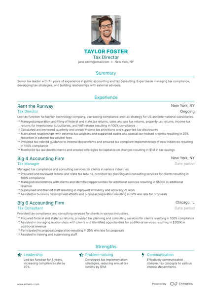 5 Tax Director Resume Examples & Guide for 2024