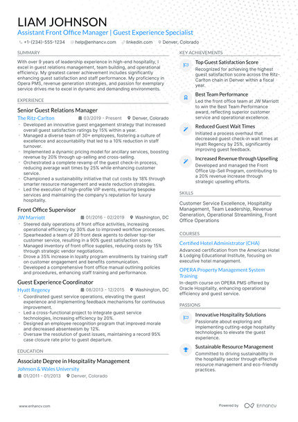 10 Assistant Front Office Manager Resume Examples & Guide for 2026