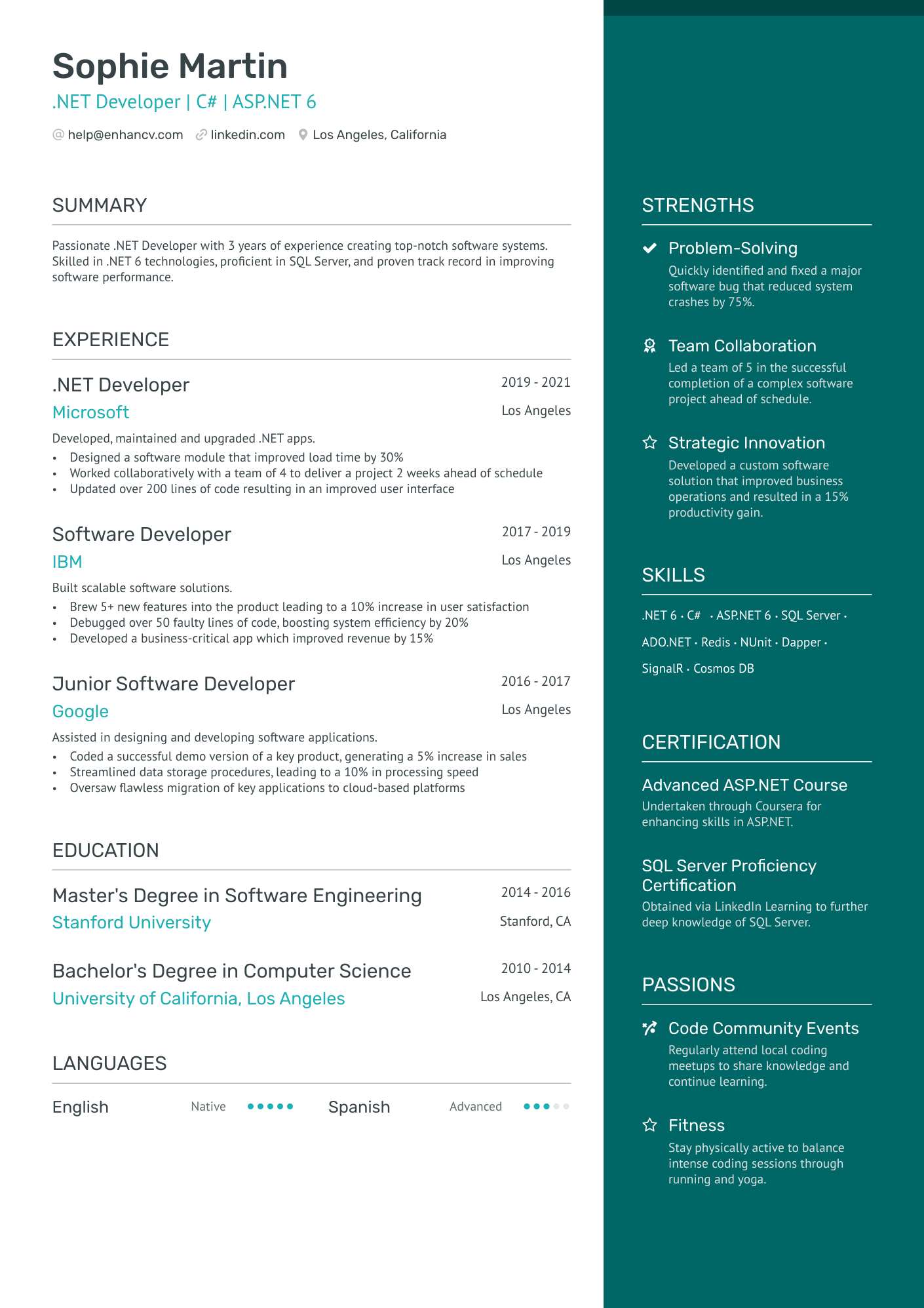 6 Net Developer Resume Examples & Guide for 2024