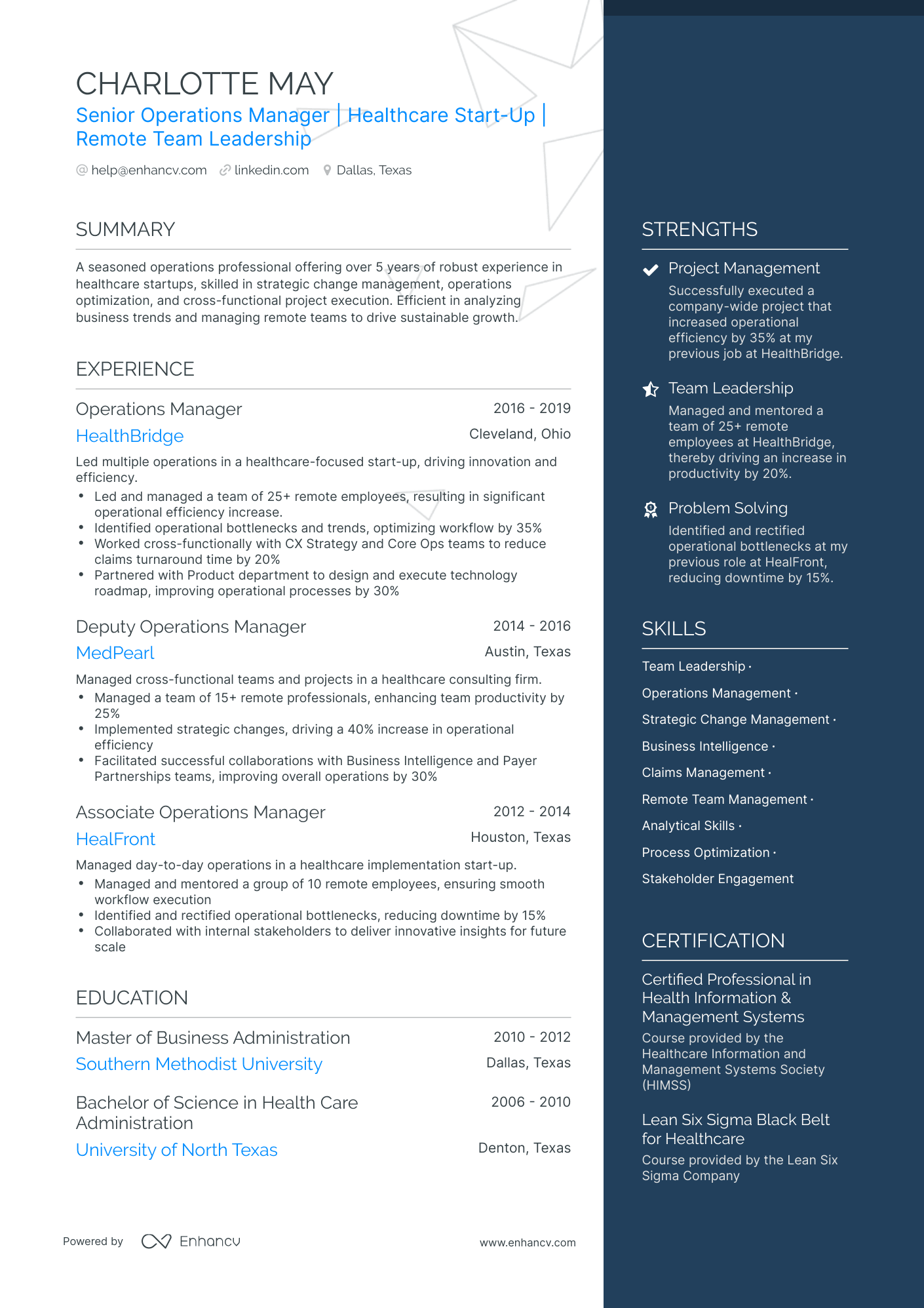 21 Operations Manager Resume Examples & Guide for 2024