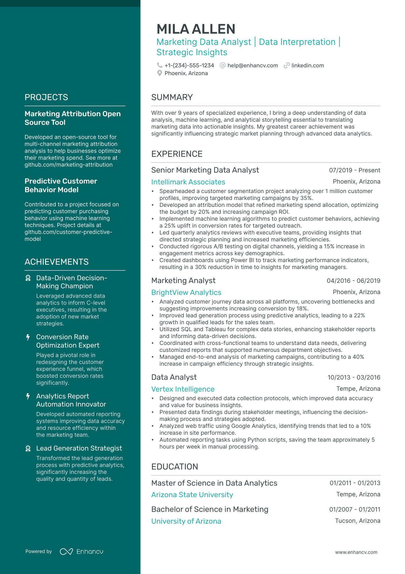 5 Marketing Data Analyst Resume Examples & Guide For 2024