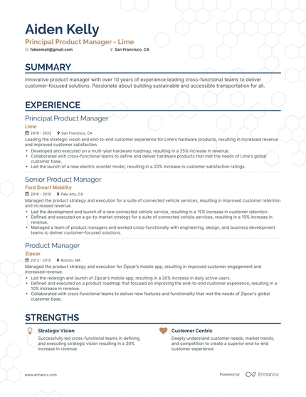5 Principal Product Manager Resume Examples & Guide for 2024