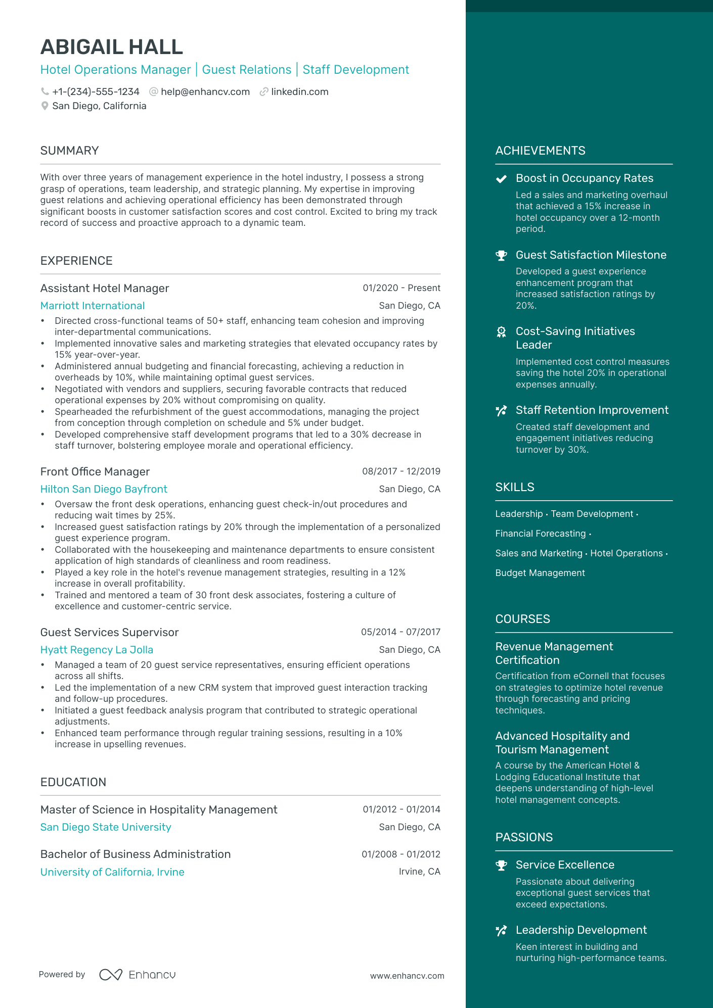 5 Hotel Operations Manager Resume Examples & Guide for 2024