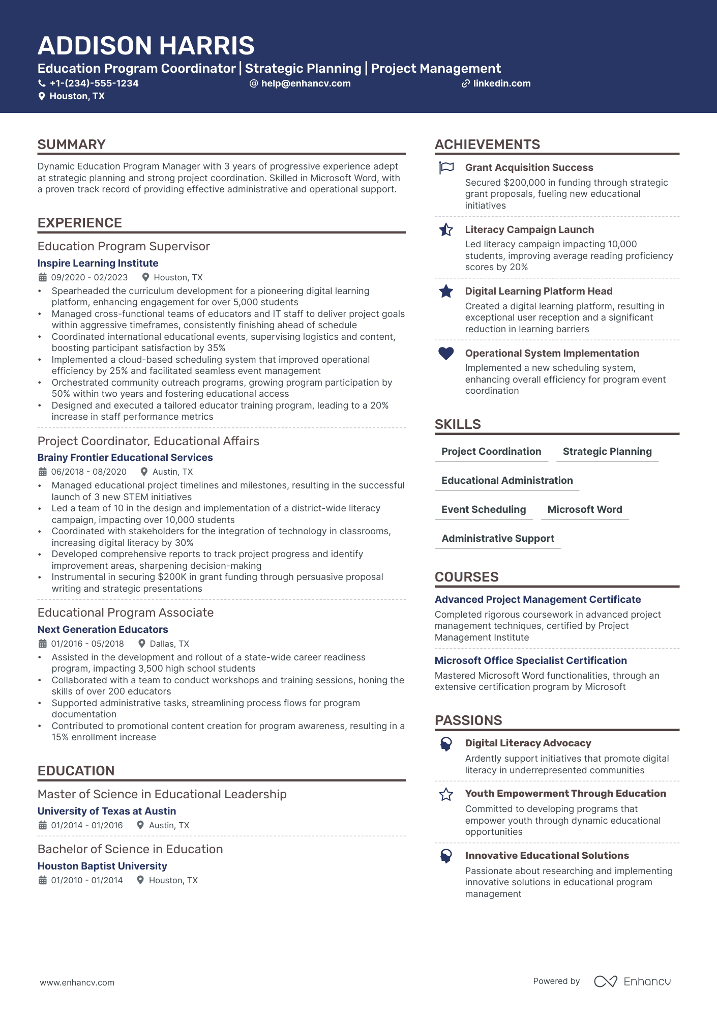 5 Education Program Manager Resume Examples & Guide for 2024