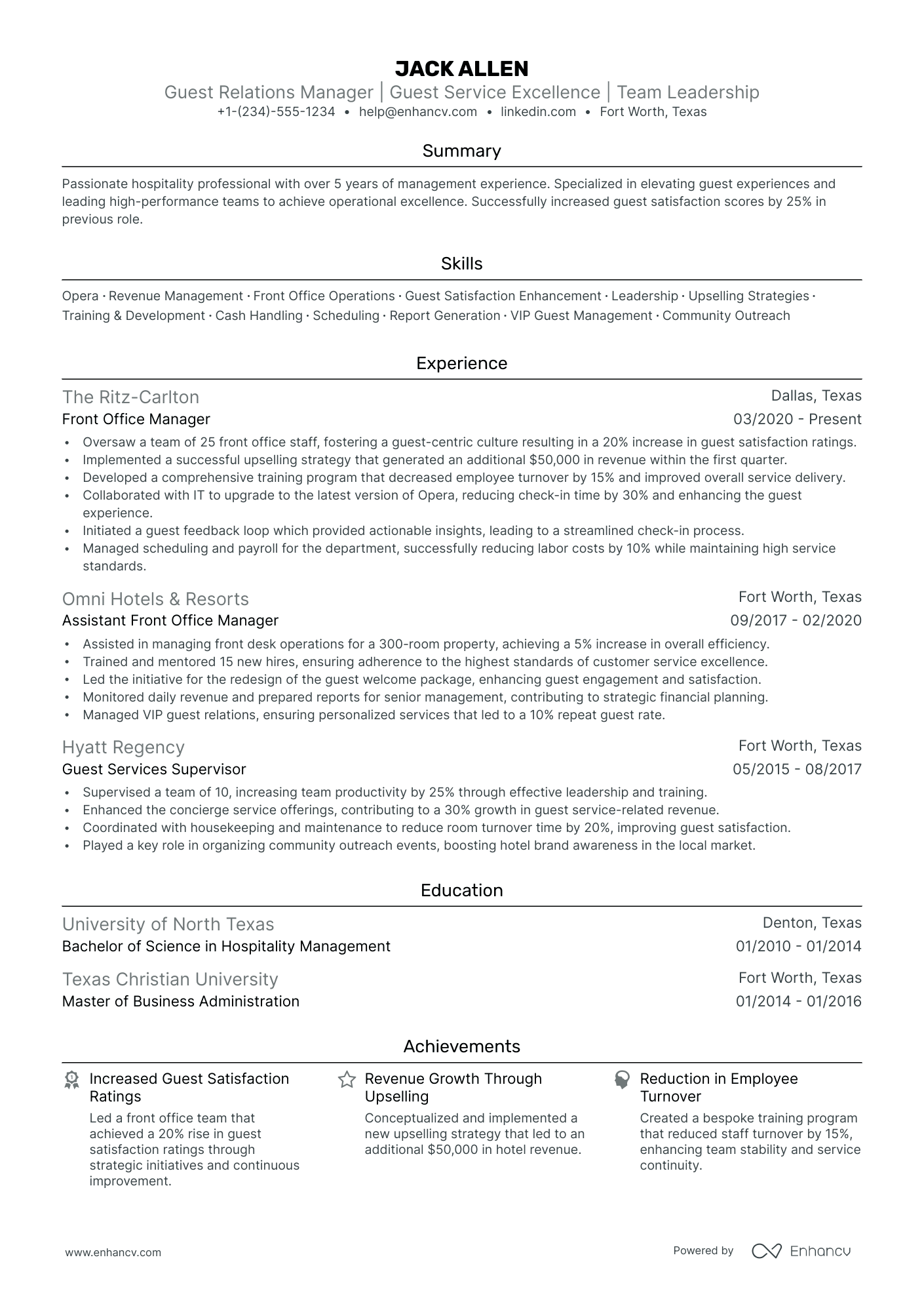 5 Guest Relations Manager Resume Examples & Guide for 2024