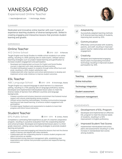 3 Online Teacher Resume Examples & Guide for 2024