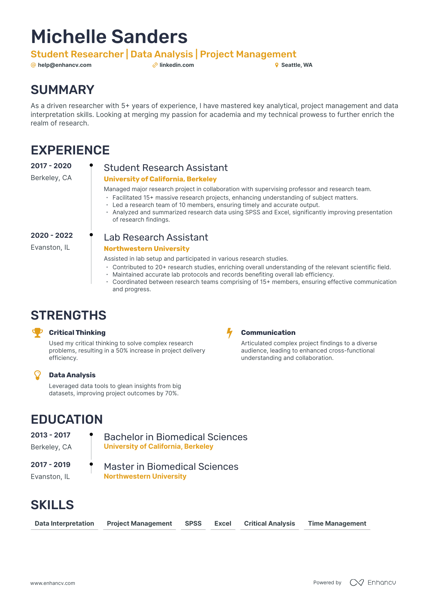 5 Student Researcher Resume Examples & Guide for 2023