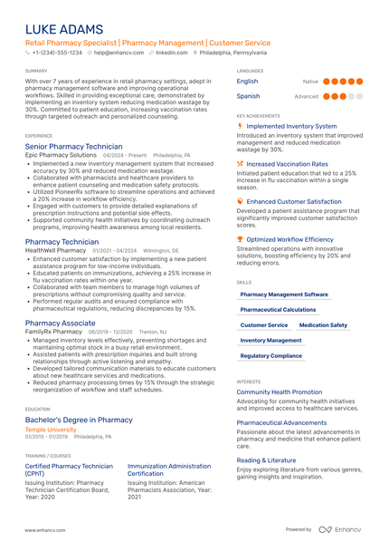 Pharmacist Bio Examples 17 Retail Pharmacist Resume Examples & Guide for 2026