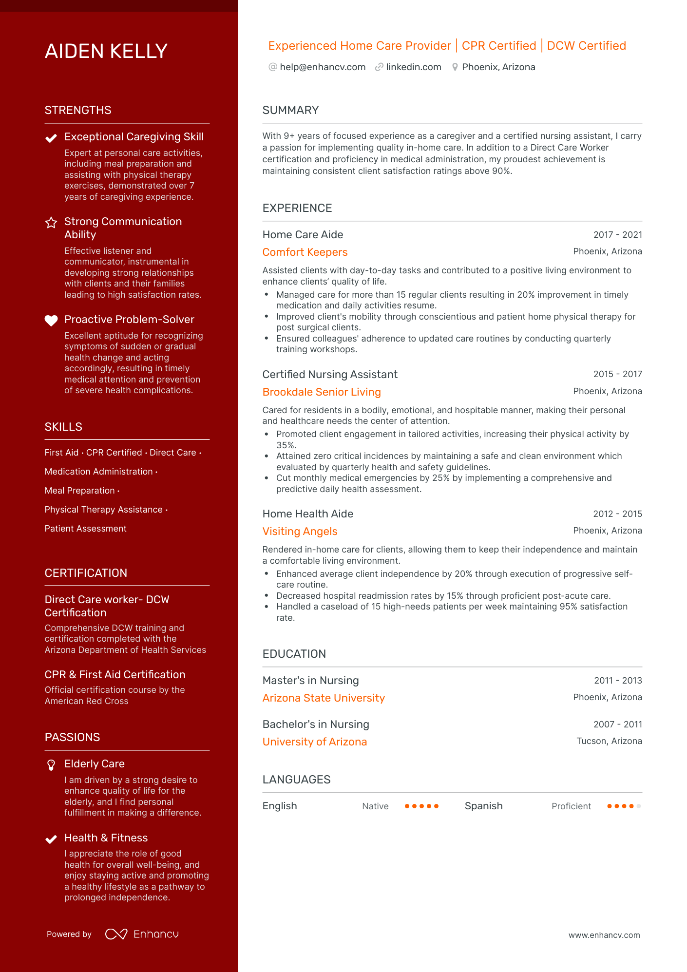 11 Caregiver Resume Examples & Guide for 2024