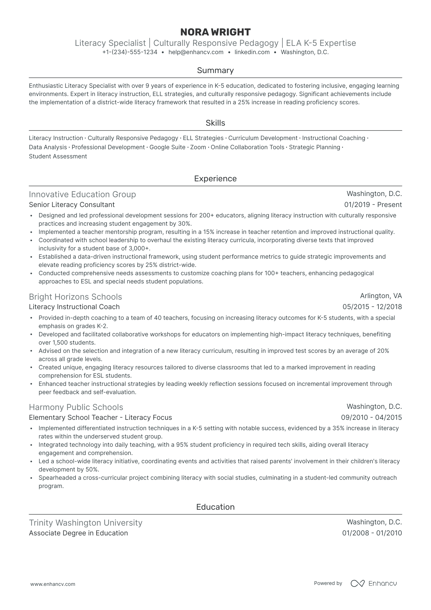 5 Educational Consultant Resume Examples & Guide for 2024