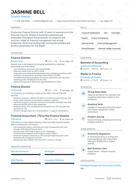 5 Finance Director Resume Examples & Guide for 2024