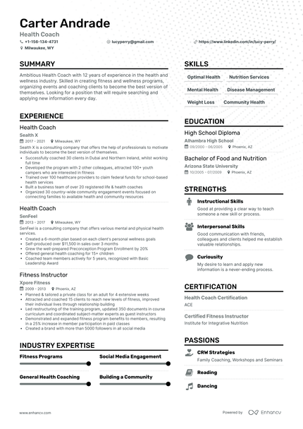 6 Health Coach Resume Examples & Guide for 2023