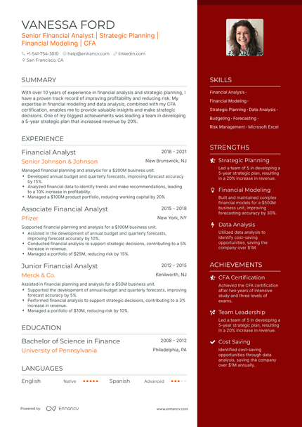 5 Senior Financial Analyst Resume Examples & Guide for 2024