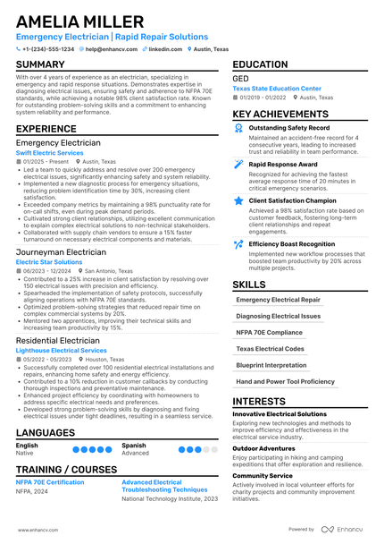 21 Electrician Resume Examples That Got Jobs for 2026