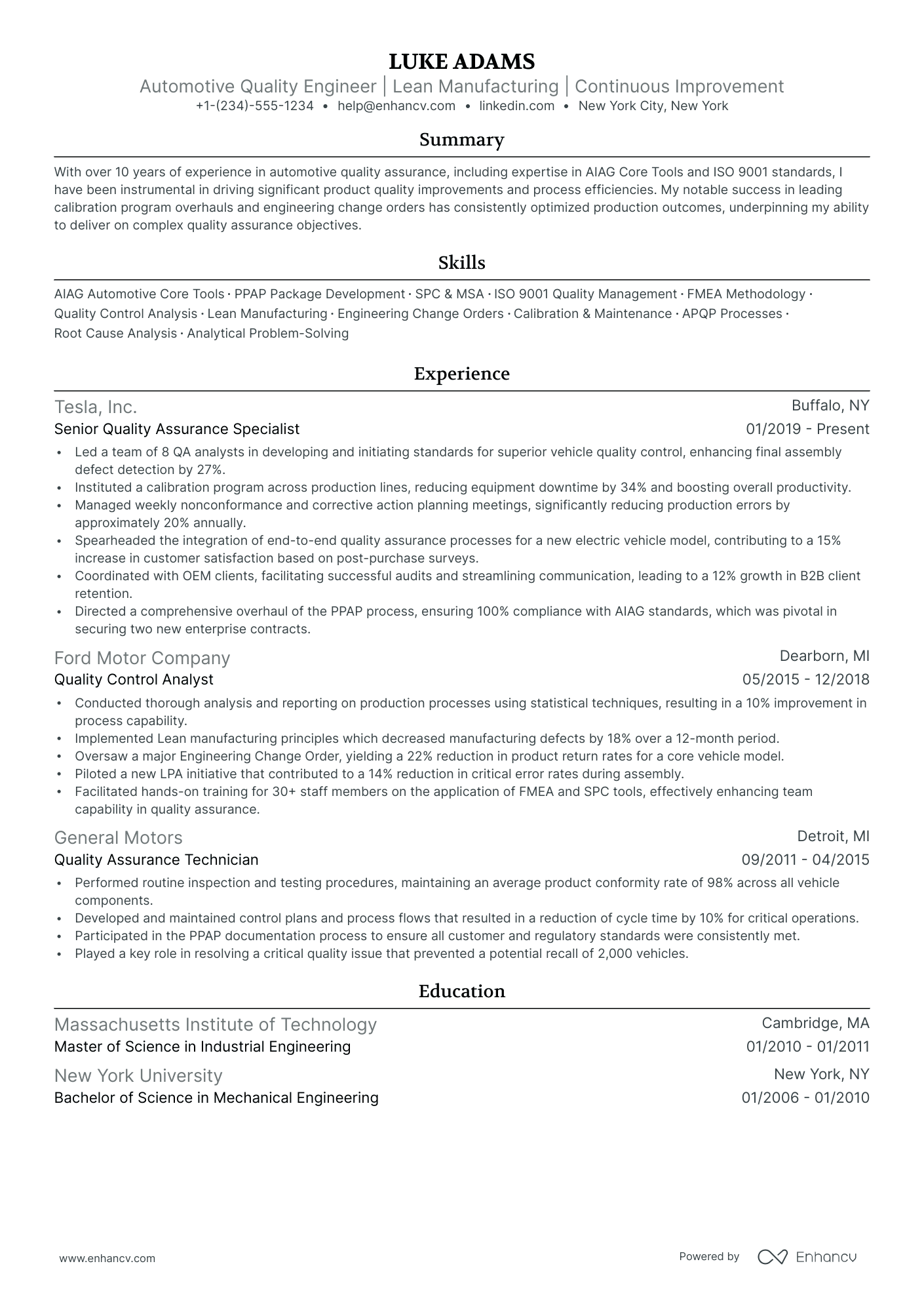 5 Automotive Engineering Resume Examples & Guide for 2024