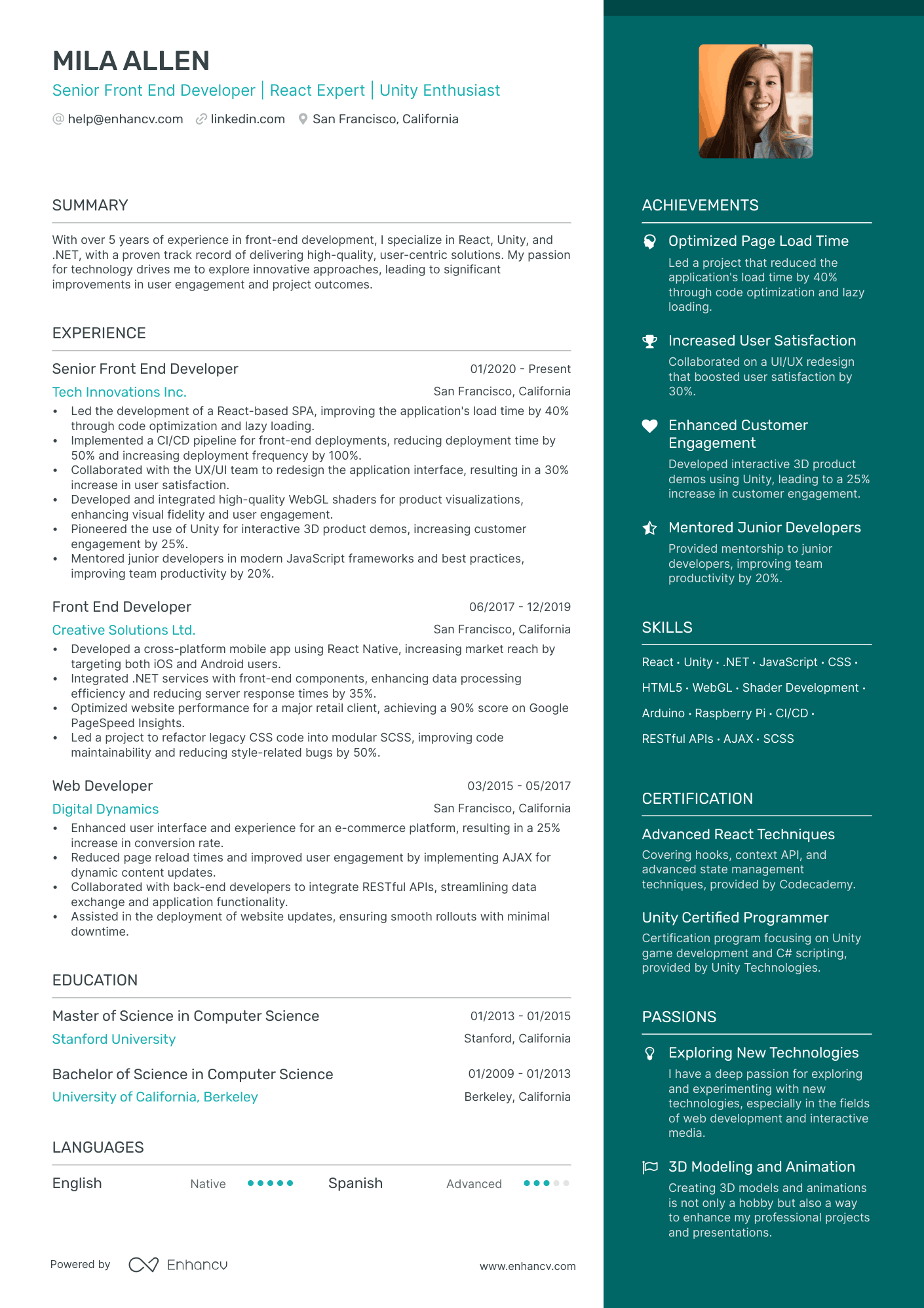 Tech resume example